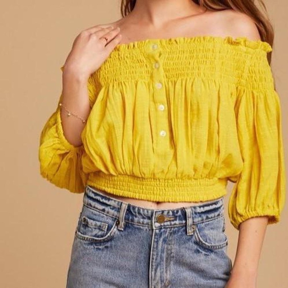Free People Women's Yellow Blouse - L